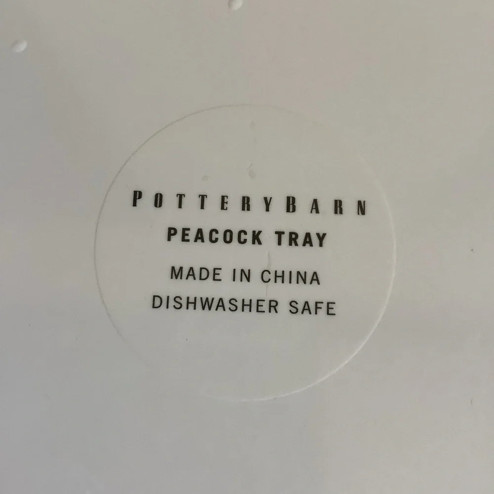 Pottery Barn Peacock Design Melanine Tray